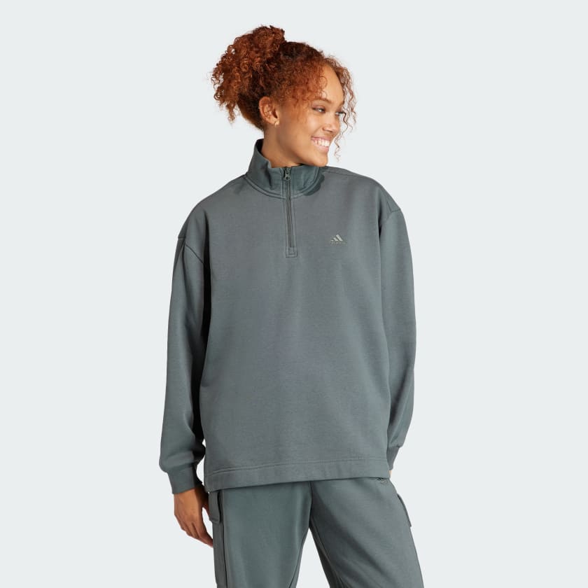 adidas ALL SZN Fleece Quarter-Zip Lifestyle US Sweatshirt - Women\'s | | adidas Grey