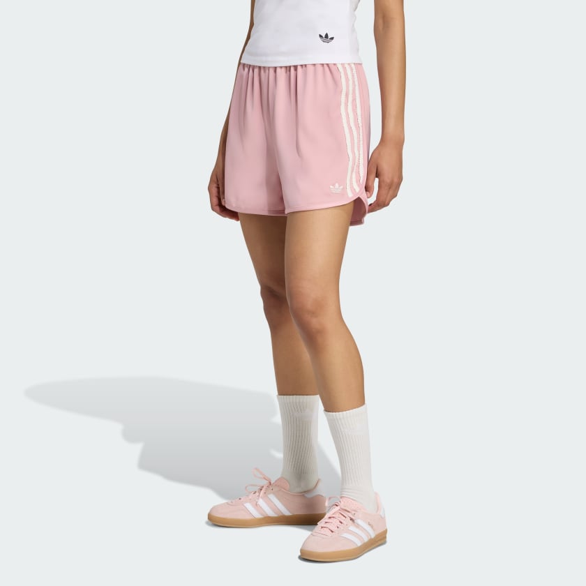 adidas Originals サテン ショーツ ラッフル スリーストライプス