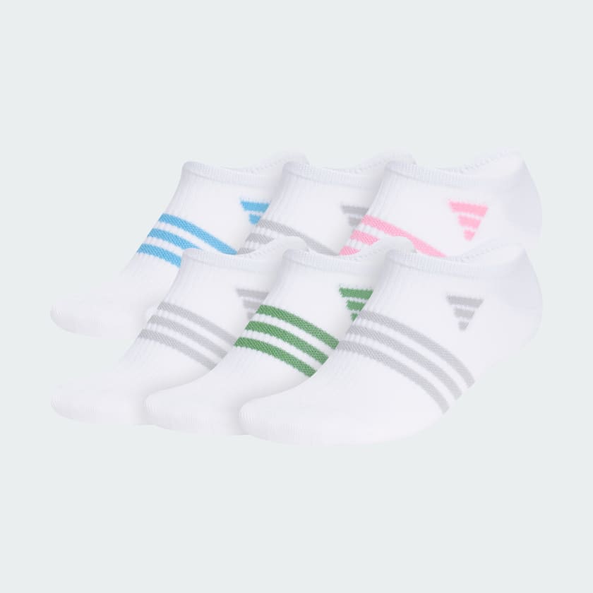 adidas Superlite 3.0 6-Pack No-Show Socks - White | Free Shipping with ...