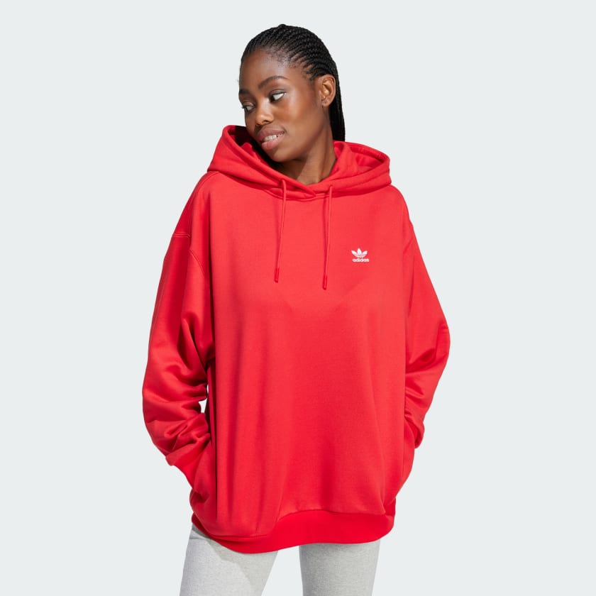 adidas Adicolor Trefoil Oversized Hoodie Red Free Shipping with adiClub adidas US
