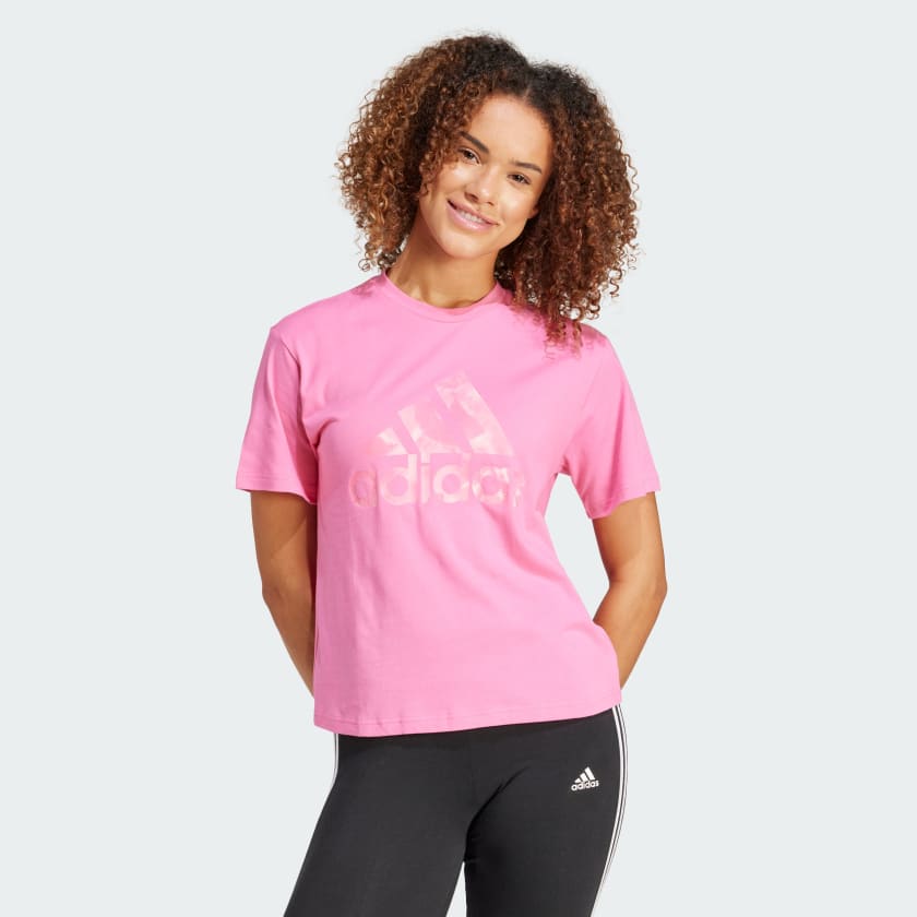 adidas Floral Graphic Big Logo Tee Pink adidas Thailand