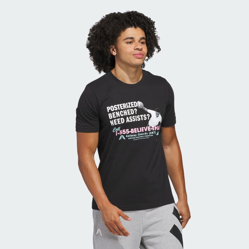 Tシャツ・カットソー ADIDAS ANTHONY EDWARDS SEASONAL GRAPHIC TEE 5FT358 adidas Men's Anthony Edwards Seasonal Graphic Tee