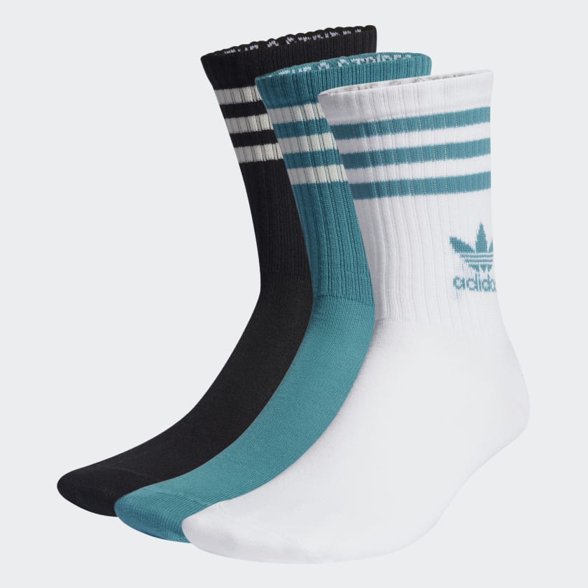 adidas Mid Cut Crew Socks 3 Pairs - Turquoise | adidas UK