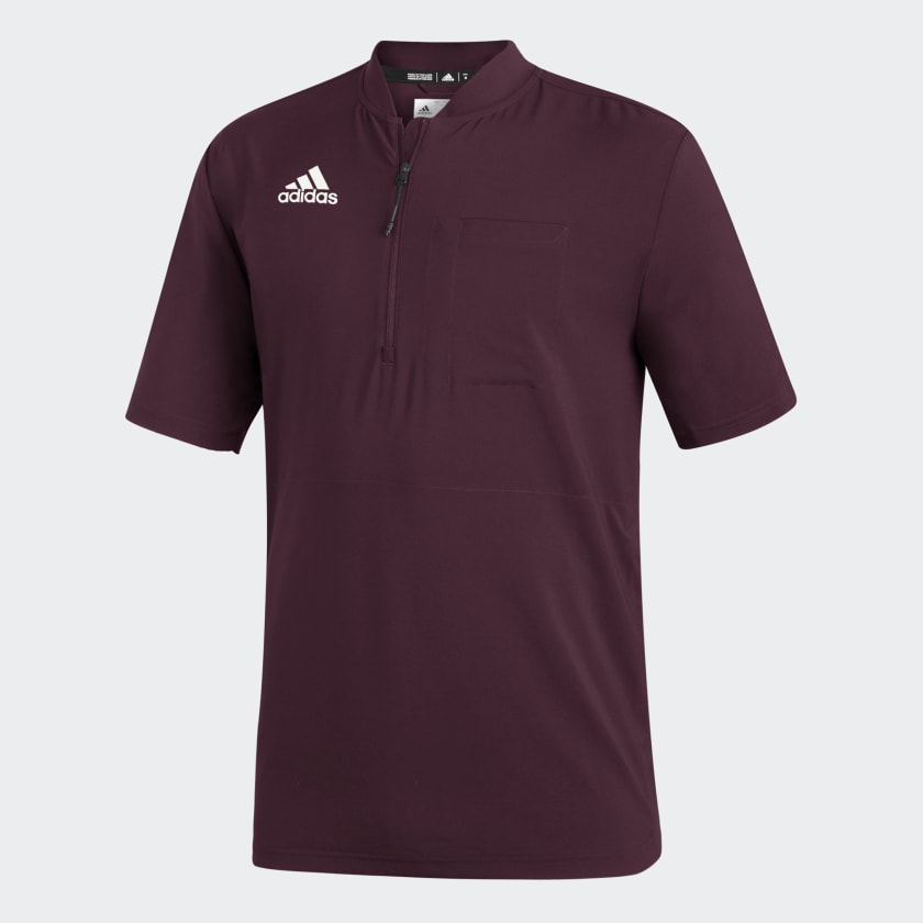 adidas Under the Lights Short Sleeve 1 4 Zip Sweatshirt Burgundy Free Shipping with adiClub adidas US