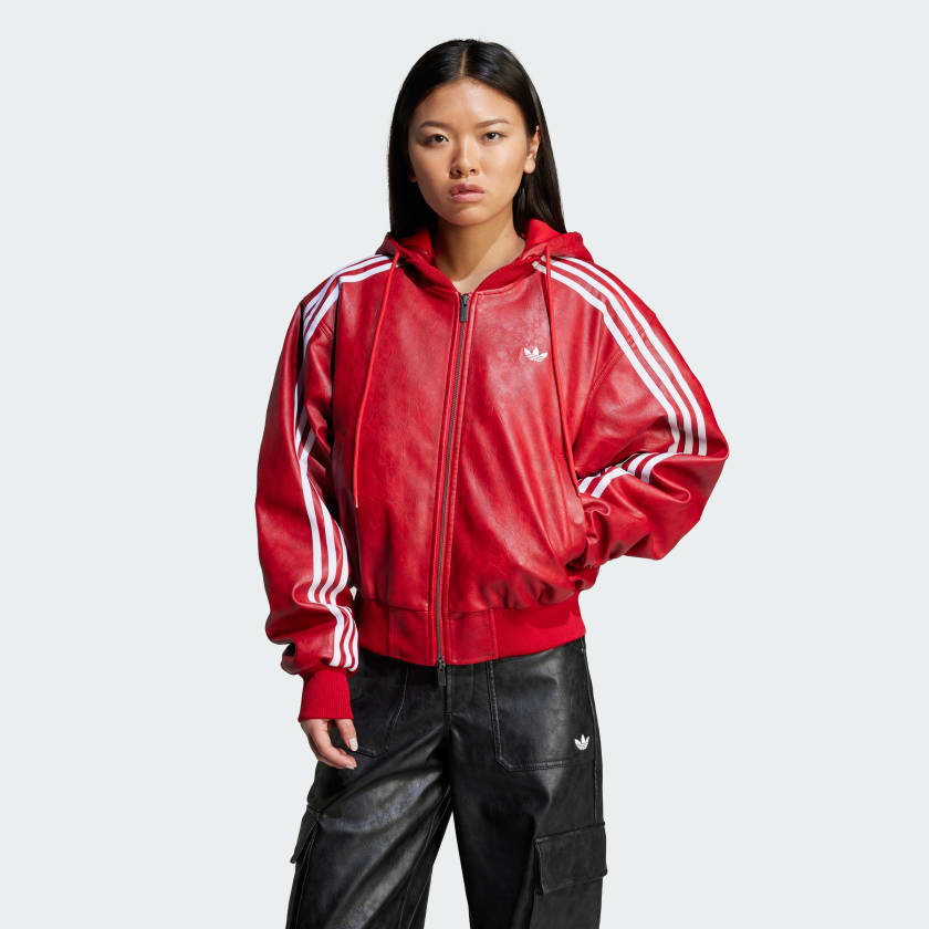 adidas Adilenium Season 3 Vintage Faux Leather Jacket - Red adidas Adilenium Season 3 Vintage Faux Leather Jacket - Red