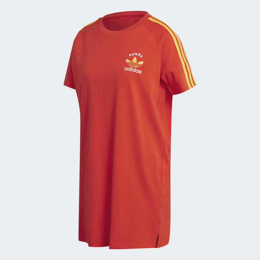 Adidas 3 stripe dress red new arrivals