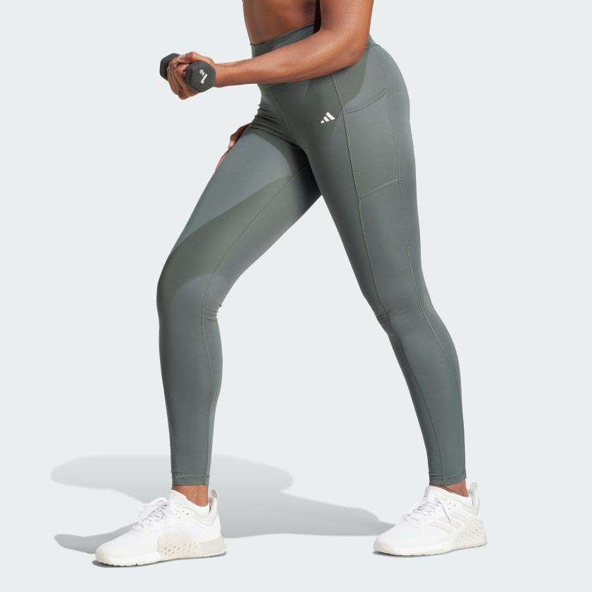 adidas OPTIME STASH HR 1/1 LEGGINGS - Grey, Women's Training