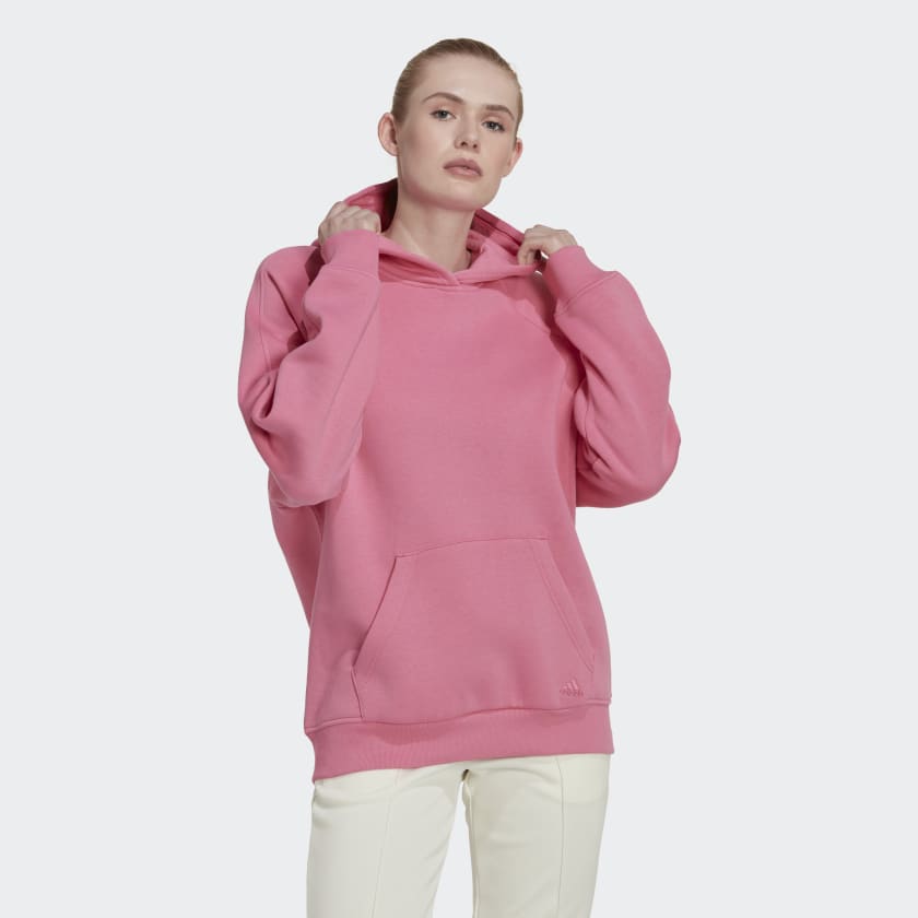 adidas ALL SZN Fleece Boyfriend Hoodie - Pink | Women's Lifestyle 