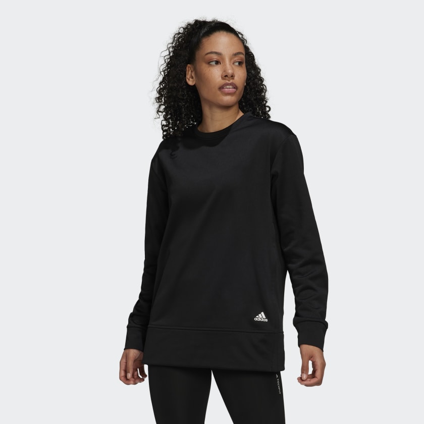 adidas AEROREADY Crewneck Sweater - Black | adidas Canada