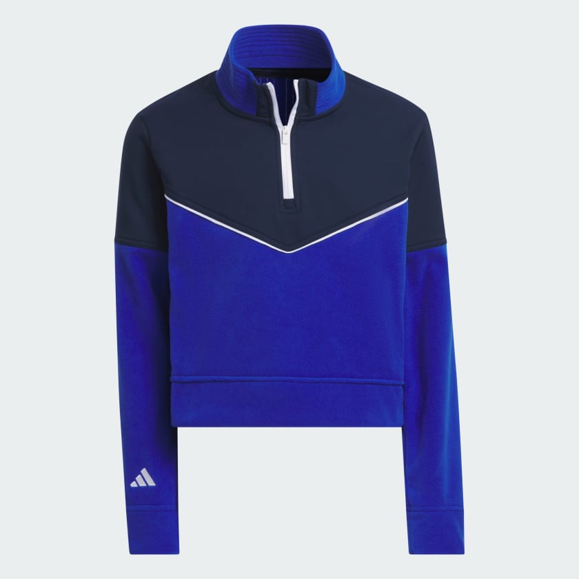 Adidas blue & white quarter zip crop sweatshirt cheap