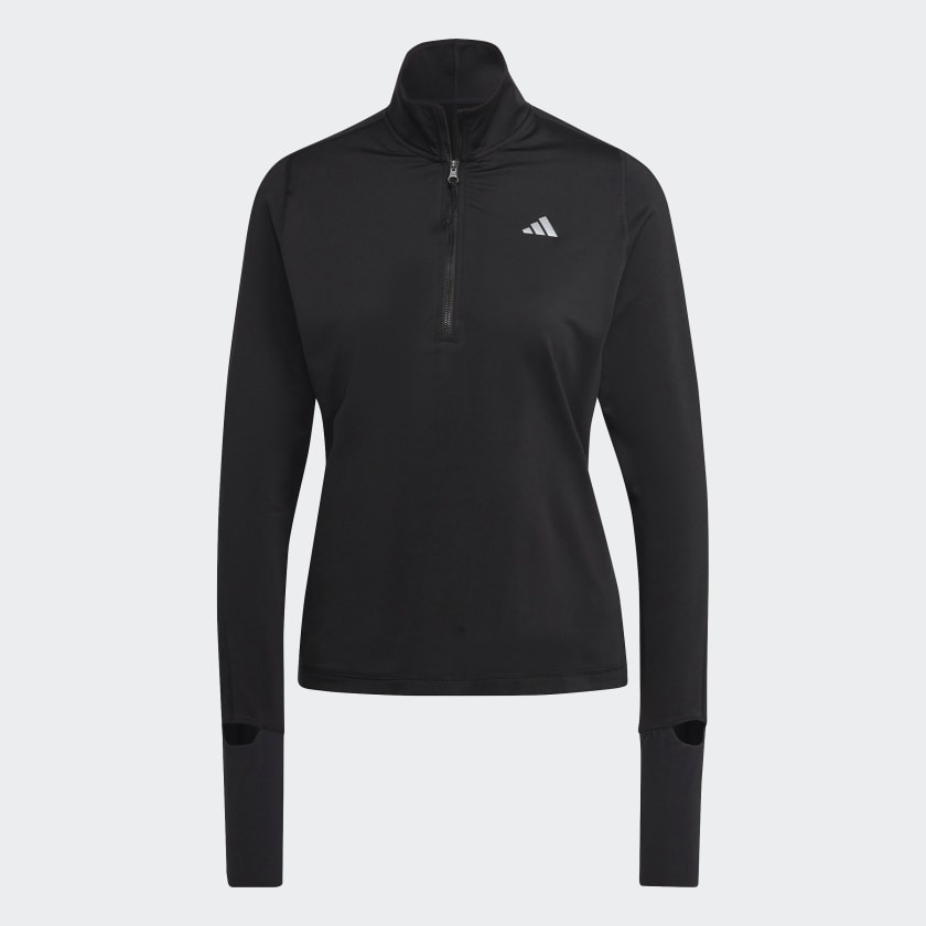 adidas Fast Running Half Zip Long Sleeve Top Black adidas Thailand