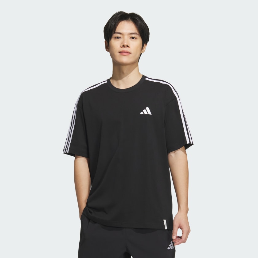 【adidas】スリーストライプルーズフィットTシャツ アディダス エッセンシャルズ プラス ルーズフィット スリー