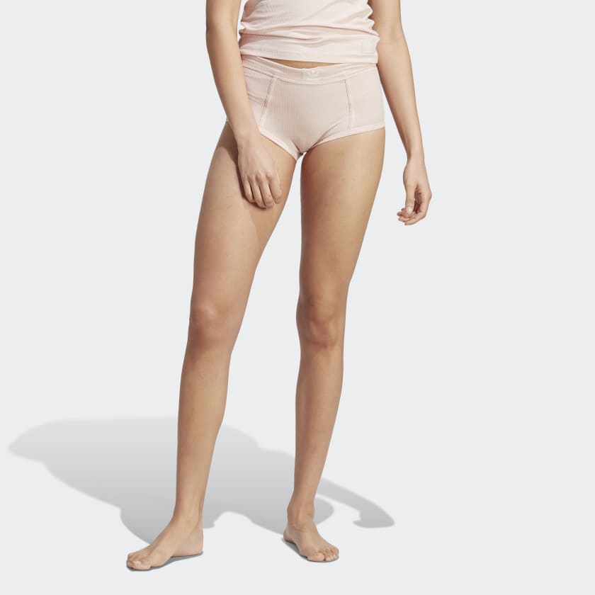 Dip Cotton Stretch Lace Waistband Boyshort Underwear - Pink, S