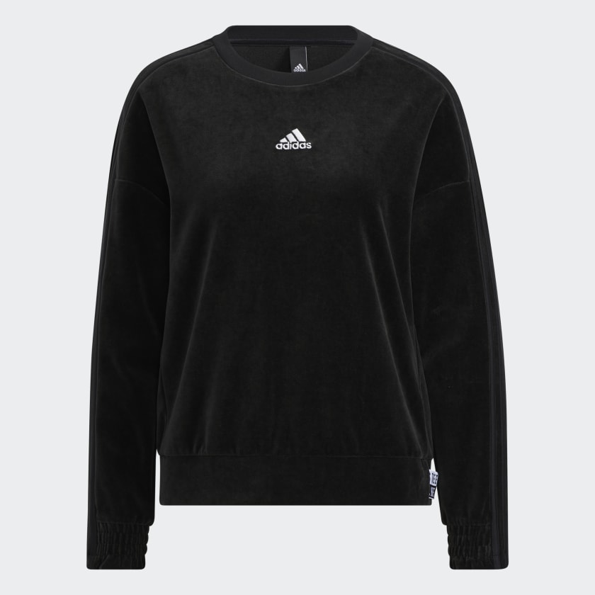 adidas Velour Crew Sweatshirt Black adidas Australia