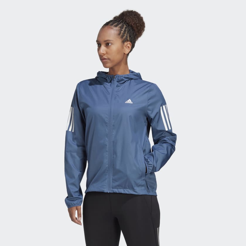 Autenticación Corredor hemisferio adidas Own the Run Hooded Running Windbreaker - Blue | Women's Running |  adidas US