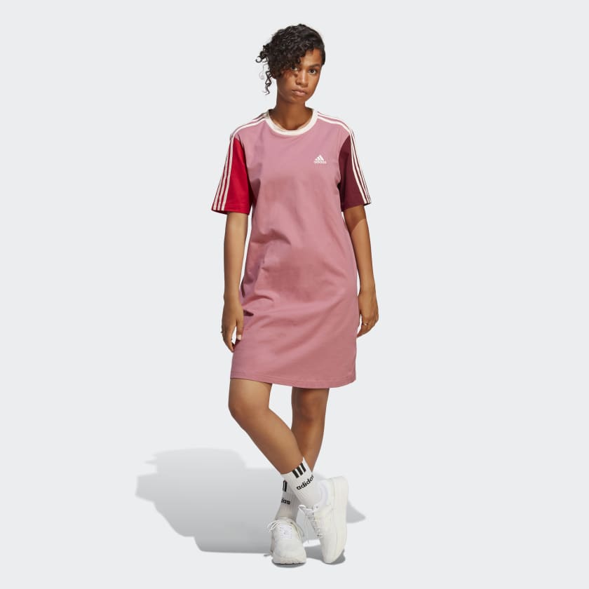 adidas Essentials 3-Streifen Single Jersey Boyfriend T-Shirt-Kleid ...
