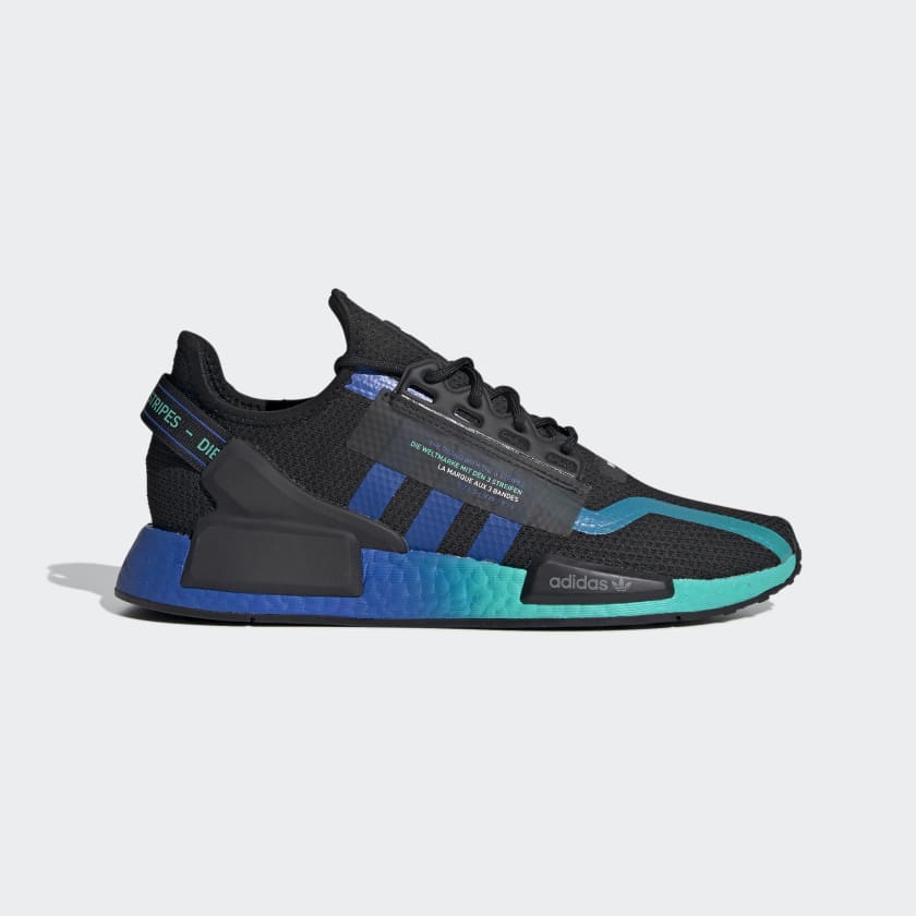 Adidas nmd mens black and blue best sale