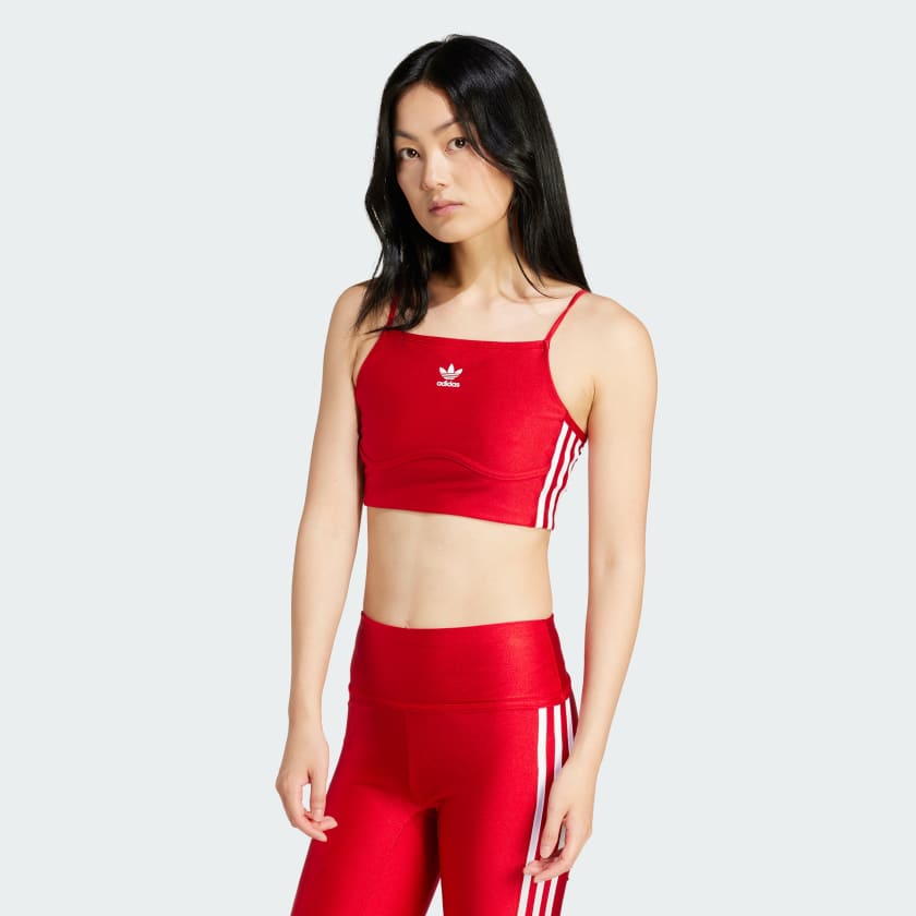 adidas 3-Stripes Sports Bra Long-Sleeve Top - Red