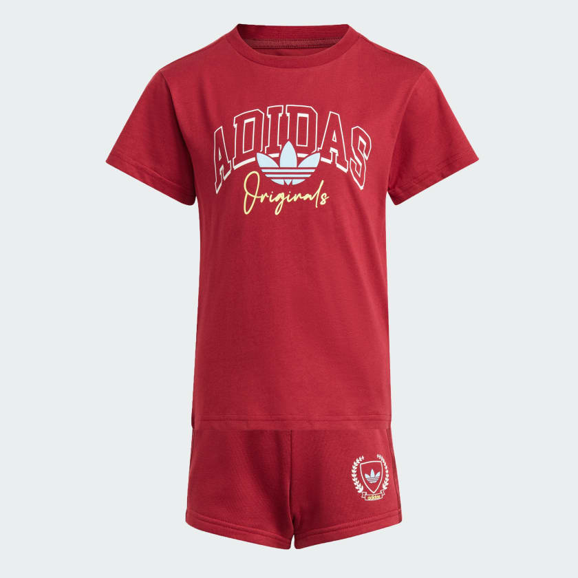 adidas Collegiate Graphic Pack Shorts and Tee Set Burgundy adidas Malaysia