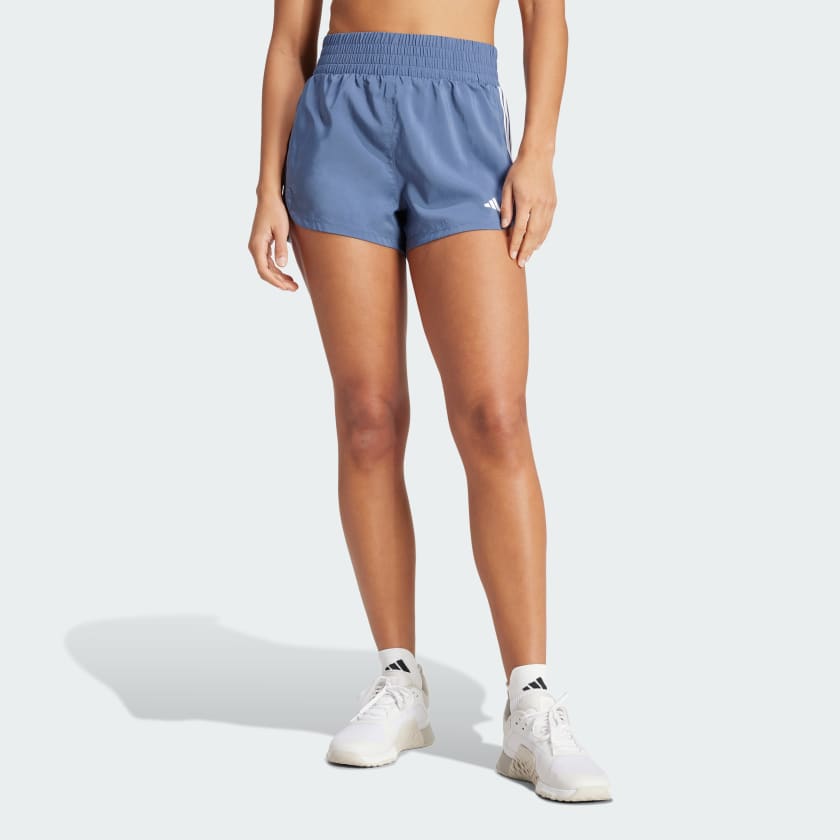 Adidas Blue Pacer Training 3 Stripes Woven High Rise Shorts XL 20 22 Womens