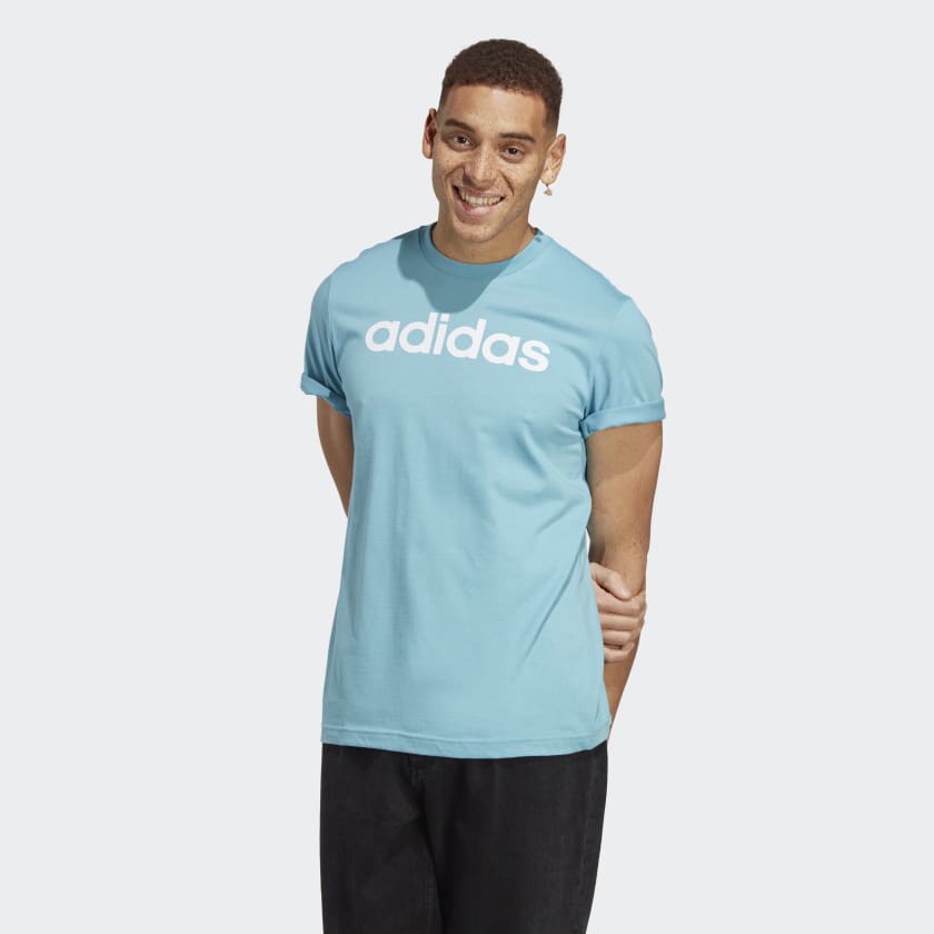 adidas Essentials Single Jersey Linear Embroidered Blue Logo | - Philippines adidas Tee