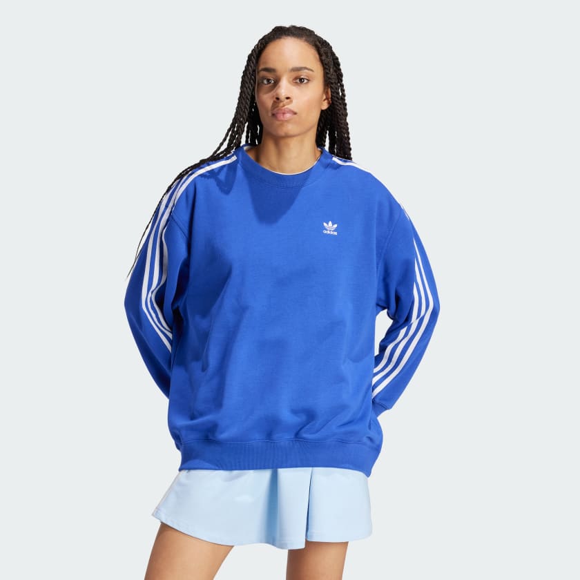 Felpa 3 Stripes Oversized Crew Blu adidas adidas Italia