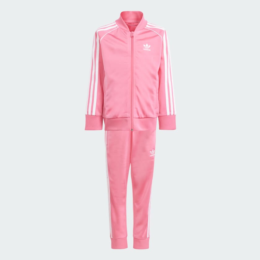 Pink and white hotsell adidas jumpsuit