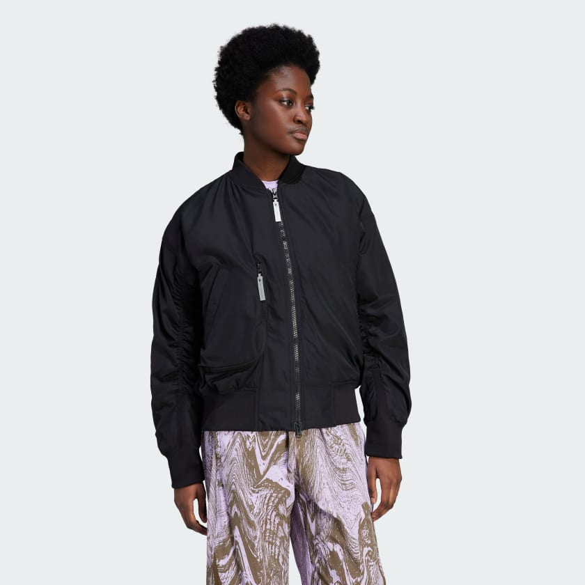 adidas Stella McCartney Sportswear Woven Bomber Jacket - Black | Women's Lifestyle US
