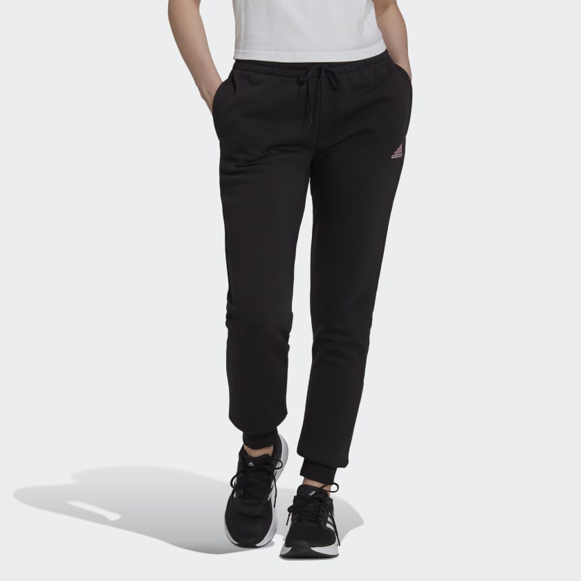 adidas Essentials Fleece Logo Pants - Black | adidas India