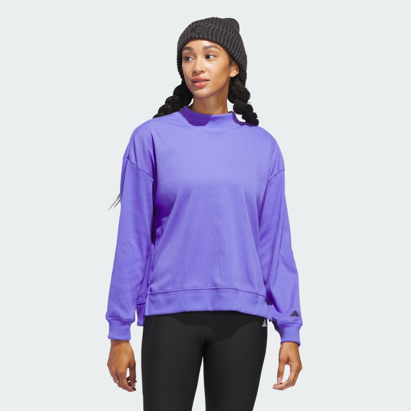 Adidas women's postgame mock neck sweatshirt hot sale