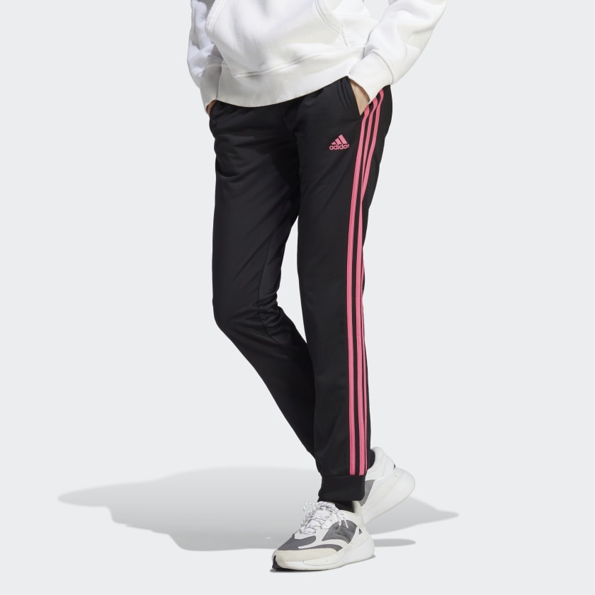 adidas Primegreen Essentials Warm-Up Slim Tapered 3-Stripes Track Pants -  Black
