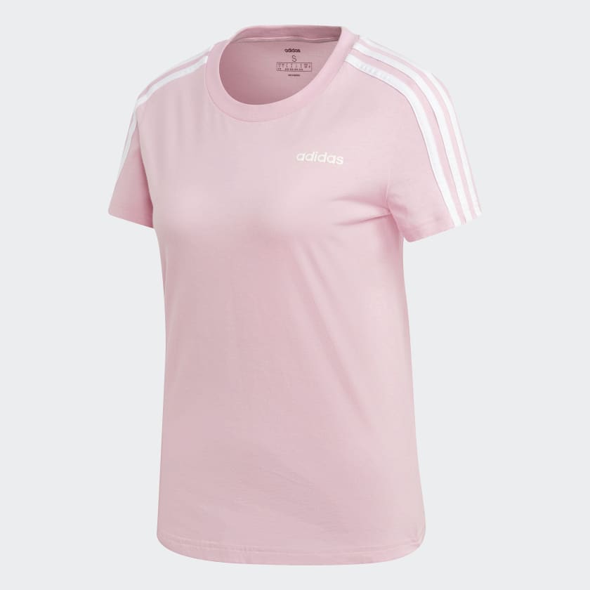 Adidas 3 stripe t shirt women's pink deals