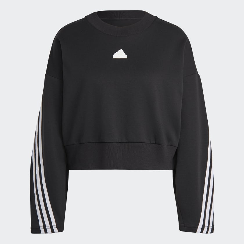 Adidas 3 stripe crew sweatshirt on sale
