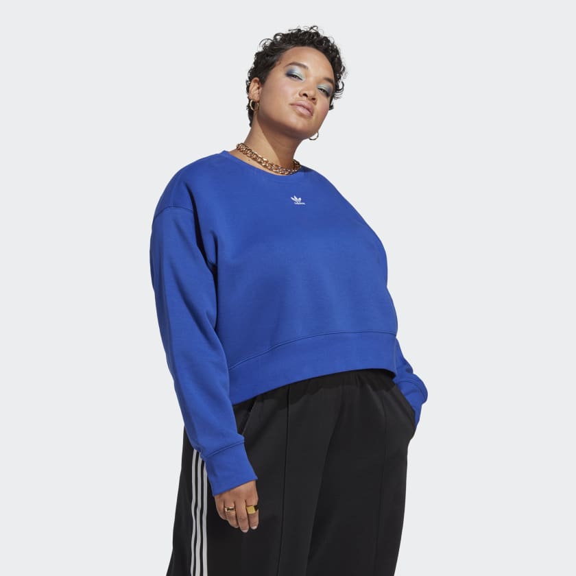 adidas Adicolor Essentials Crew Sweatshirt (Plus Size) - Blue | Free ...