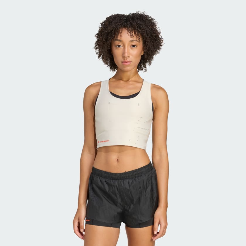adidas Adi365 H.Koumori Running Crop Top - Beige | Free