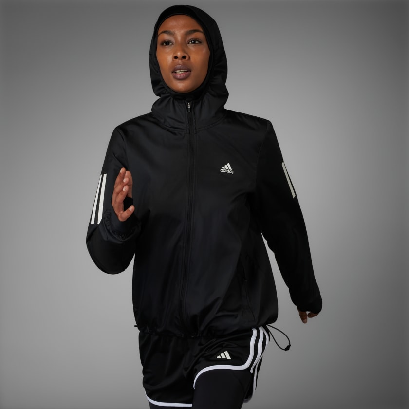 adidas Own the Run Hooded Running Windbreaker - Black