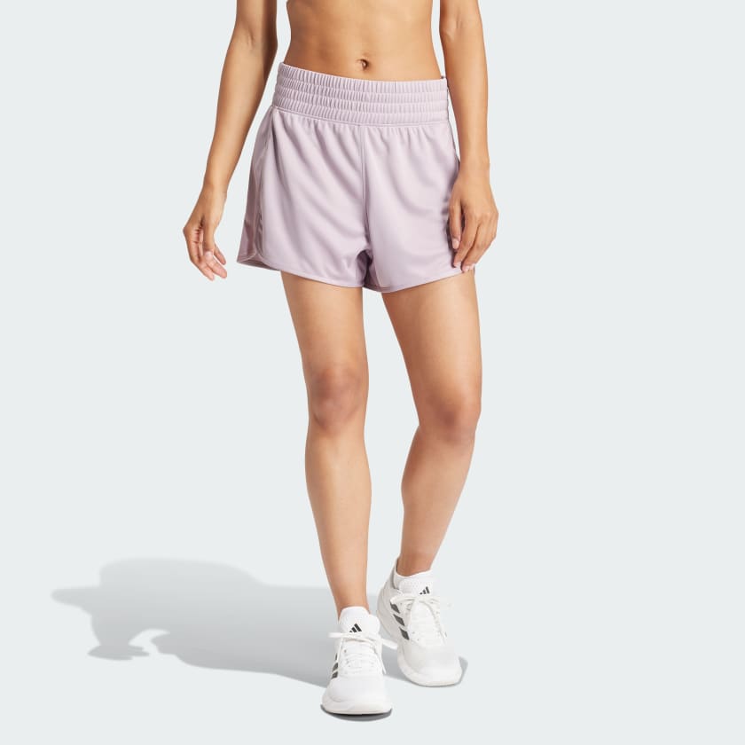 adidas Pacer Essentials Knit High-Rise Shorts - Purple