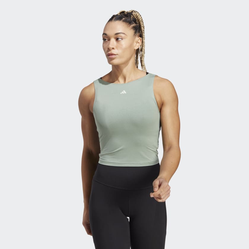 adidas Yoga Studio Crop Tank Top - Green | Women's Yoga | adidas US