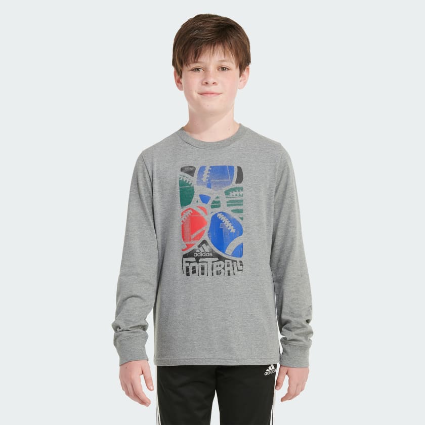 adidas Long Sleeve Graphic Heather Tee Multi Kids Training