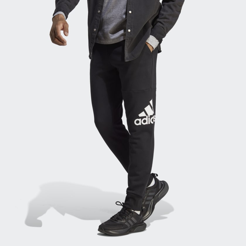 adidas Essentials French Terry Tapered Cuff Logo Pants - Black