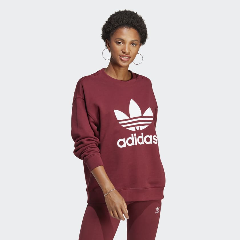 adidas | Crew Burgundy US | - Lifestyle Trefoil adidas Sweatshirt Women\'s