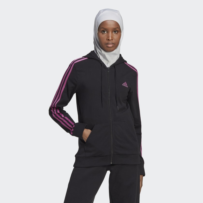 adidas Essentials 3-Stripes Full-Zip Hoodie - Black | adidas Canada