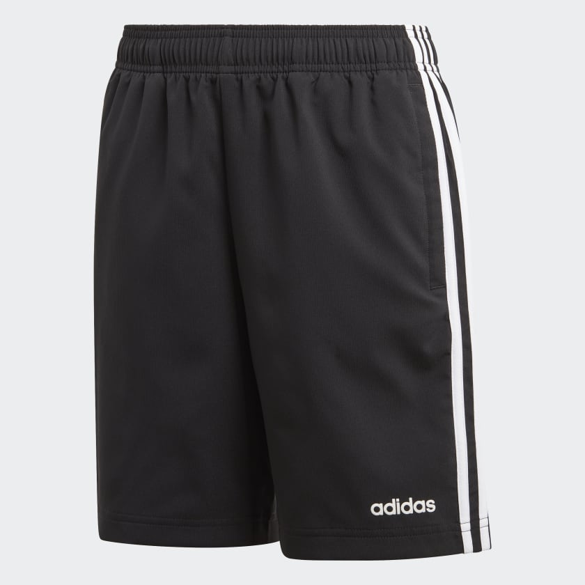 adidas Boys' Essentials 3-Stripes Woven Shorts in Black and White ...
