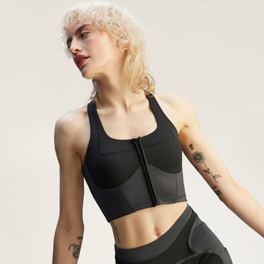 adidas by Stella McCartney Two-Tone Zipped Crop Top - Black
