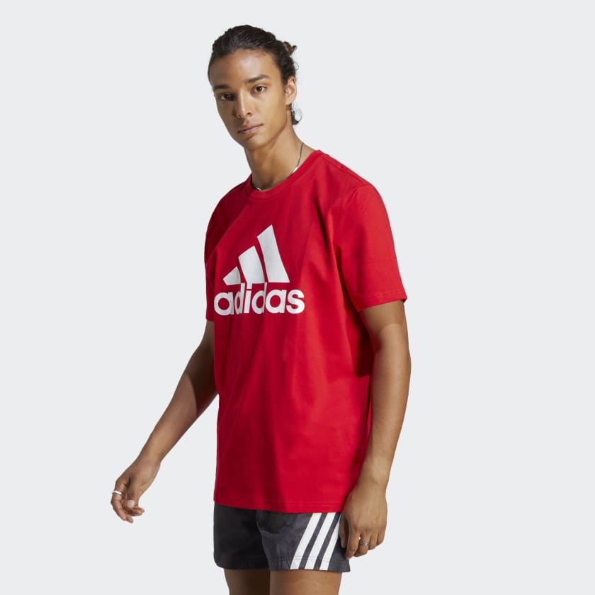 adidas Essentials Single Jersey Logo Tee - Red | Men's Training | adidas US