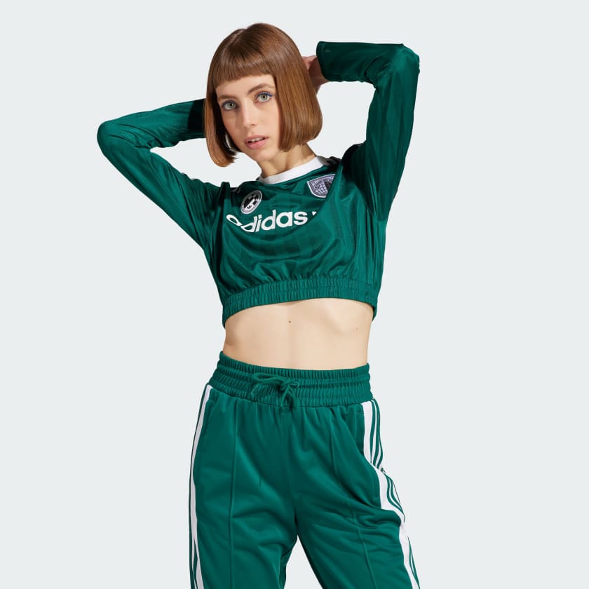 adidas Long Sleeve Crop Tee - Green | Women's Lifestyle | adidas US