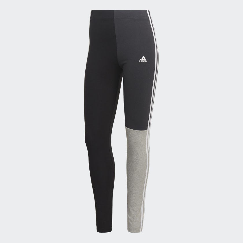 adidas Essentials 3-Stripes Colorblock Cotton Leggings - Black | adidas UK