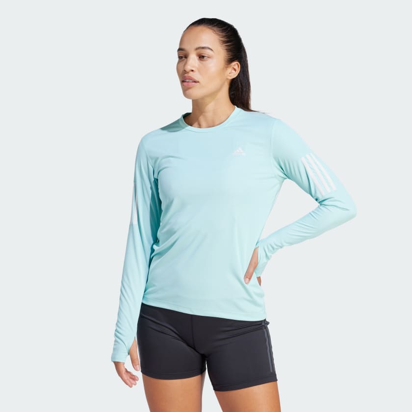 adidas Own the Run Long Sleeve Tee - Turquoise | Women's Running ...