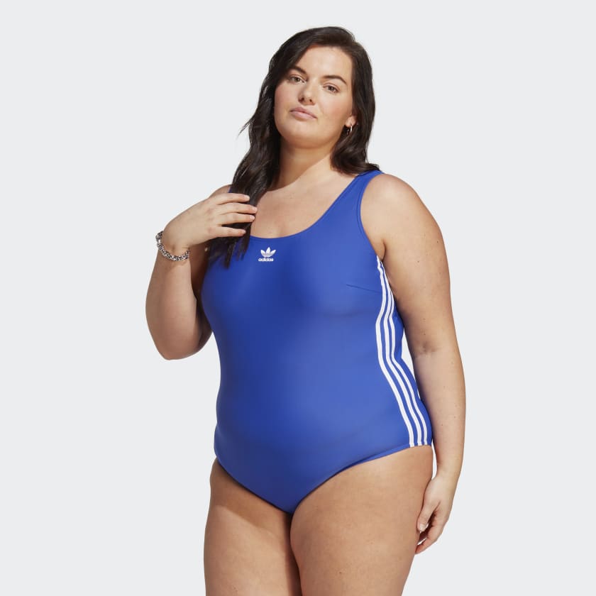 adidas Adicolor 3-Stripes Swimsuit (Plus Size) - Blue
