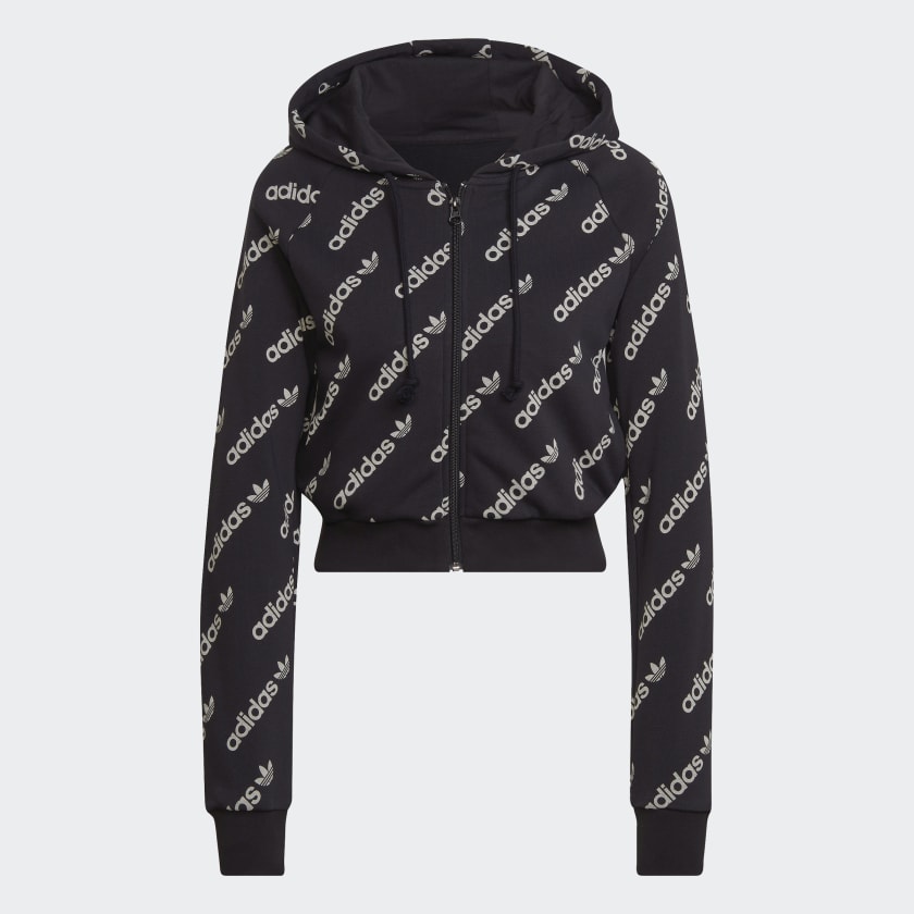 Adidas crop jacket black shop